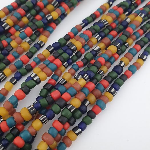 Antique African Style MultiColor 4 -5 mm Glass Beads Necklace Strand
