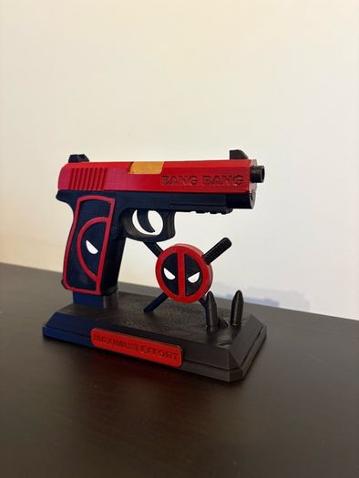 Deadpool Inspired Decorative Pistols Replica / 3D Printed Collectible with Display Stand