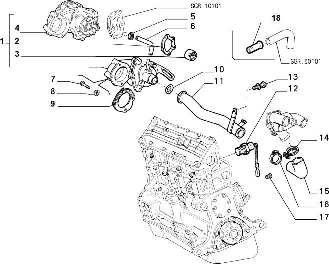 Water Pipe (Fiat 1.9 D TD Engine)