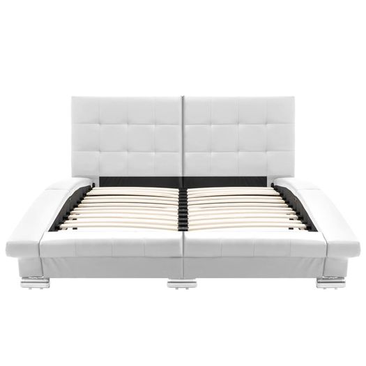 Bed Frame White Faux Leather 135x190 cm
