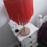 Orange fringed lamp on bass base Image 5