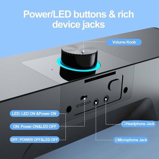 PC Speakers, USB-Powered Computer Speakers for Desktop Computer Laptop,3.5 Aux-in, with Lights, Plug and Play