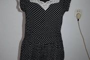 Polka dot Black &amp; white Lace trim playsuit size UK12 EUR40 Postage included