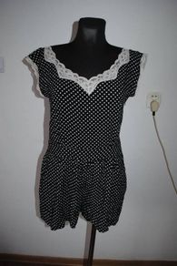 Polka dot Black & white Lace trim playsuit size UK12 EUR40 Postage included