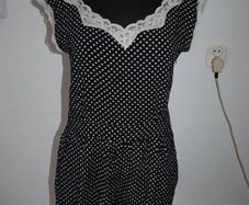Polka dot Black & white Lace trim playsuit size UK12 EUR40 Postage included