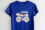 Pre Owned Electric Blue "New Adventures" Daisy Graphic Tee