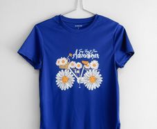 Pre Owned Electric Blue "New Adventures" Daisy Graphic Tee