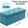 NEW | Folding Storage Ottoman Bench, Velvet Large Footstools Cube for Living Room and Bedroom 110 x 40 x 40 cm - Green Image 5