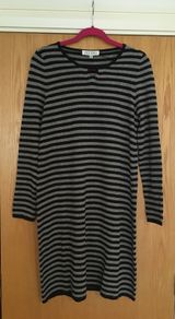 Carolyn Donnelly THE EDIT Striped Wool Midi Dress L New