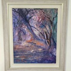 Oil Painting of Woodland Stream by Adam Kos