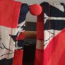 M&S red and navy shoulder overlap blouse Sz 16 Image 9