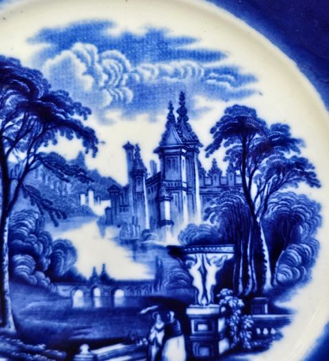 Antique Wedgwood & Co Royal Semi Porcelain Plate England c.1890-1900 Landscape Castle