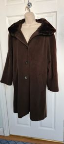 Beautiful Wool Long Brown Coat from Classic size 20