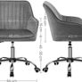 Office Swivel Chair with Velvet Cover, Foam Padding, Height Adjustable, for Study, Bar, Light Gray Image 5