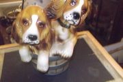 a vintag ornament off two  dogs