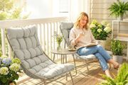 3-Piece Garden Set with 2 Lounge Chairs, Coffee Table and Cushions for Outdoor Patio Balcony Light Grey