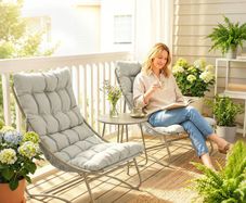3-Piece Garden Set with 2 Lounge Chairs, Coffee Table and Cushions for Outdoor Patio Balcony Light Grey
