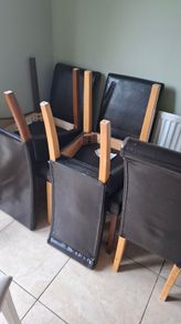5 brown leather kitchen chairs