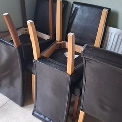 5 brown leather kitchen chairs