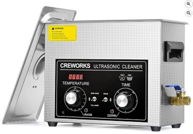 CREWORKS Ultrasonic Cleaner 6.5L with Mechanical Timer&Heater,300W Heating Power Commercial Sonic Cleaner, Ultrasonic Cavitation Machine for Jewelry Glasses Watch Dentures Small Parts