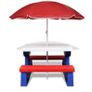 Picnic Table Colourful Children's Garden Table Bench Chair Umbrella Child Seat Set Image 2