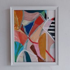 Eclectic Original Framed Painting in Cubist Style OR Figurative Art