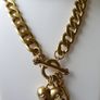 Juicy Couture Logo Heart J Charms Gold Tone Chain Link Toggle Clasp Necklace 17inch. Image 3