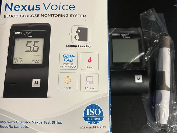 Gluco Rx nexus voice Blood Glucose monitoring diabetes system