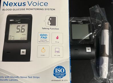 Gluco Rx Nexus voice Blood Glucose Monitoring System for diabetic brand new