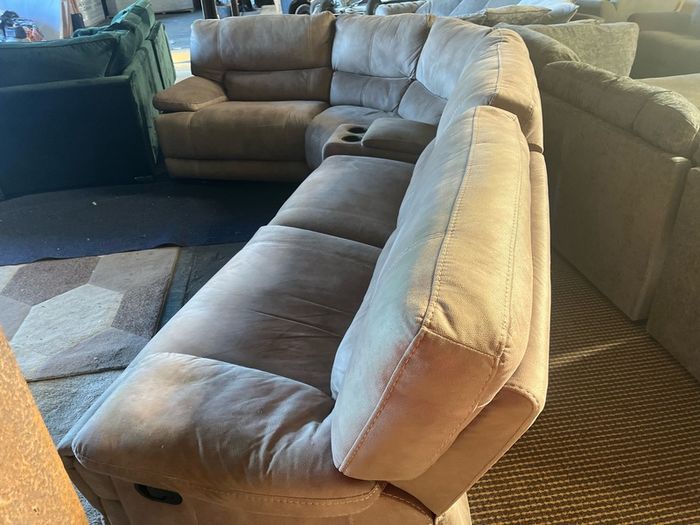Beige corner recliner manual recliner sofa