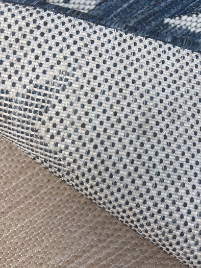 Ex display 100cm x 158cm distressed french navy and off white outdoor/indoor star rug