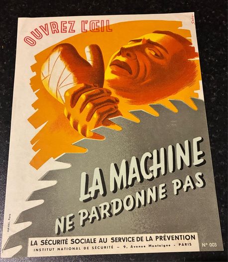Original 1949 French Industrial Safety Poster
