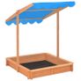 Sandbox with Adjustable Roof Fir Wood Blue UV50 Image 4