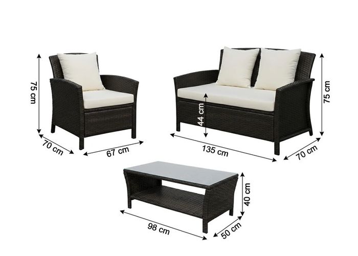 Newport Garden Sofa Set 4 Seater Rattan Outdoor Furniture + Table Patio Terrace Set