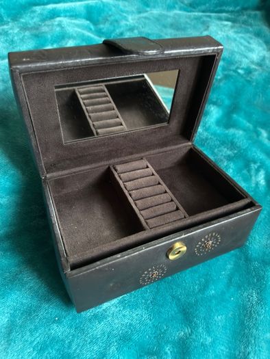John Rocha dark brown leather jewellery box