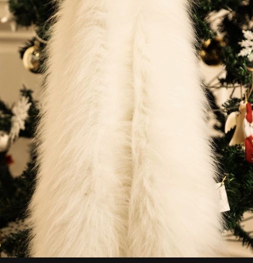 White Faux Fur Christmas Tree Skirt, Blanket 40"