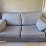 Two Light Grey  3  Seater Sofas + 2 Footstools Image 3