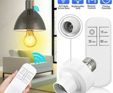 Smart Timer Switch Wireless Remote Control E27 15m Range Lamp Holder 110V 220V ON Off Light Bulb Base Socket Intelligent