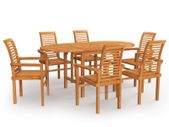 7 Piece Garden Dining Set Solid Teak Wood