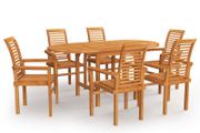 7 Piece Garden Dining Set Solid Teak Wood