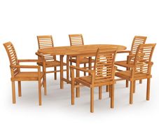 7 Piece Garden Dining Set Solid Teak Wood