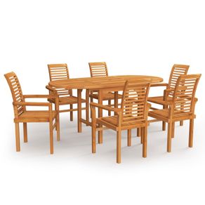 7 Piece Garden Dining Set Solid Teak Wood