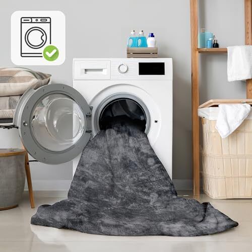Area Rugs  Soft, Short Pile Monochrome Carpets - Anti-Slip Backing, Machine Washable, Modern Fluffy Rugs for Living Room, Bedroom, Kitchen, Enterance - Anthracite, 60x110 cm