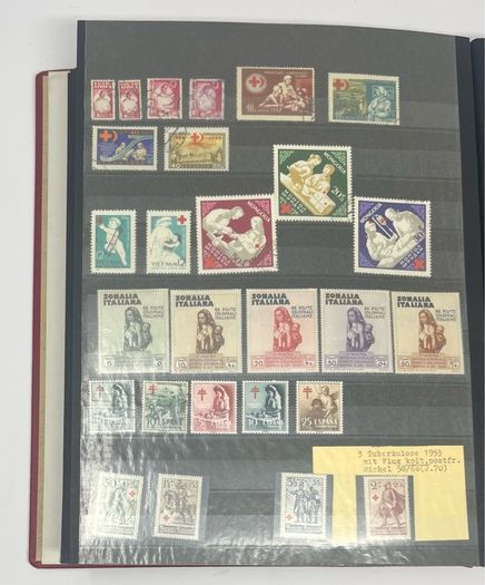 Collection: Thematic Red Cross, Malaria and For Young People stamps mainly used however some mint noted along with some miniature sheets on 28 pages