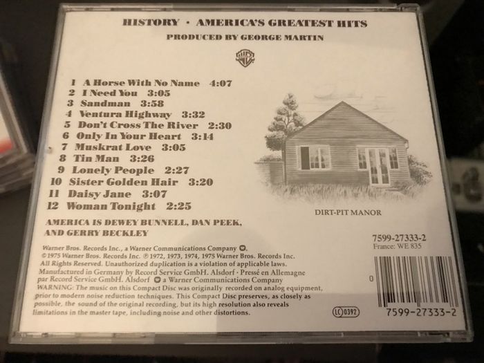 America's Greatest Hits: History    CD