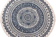 Round Cotton Area Rugs 90cm Washable Machine Hand Woven Tassels Circle Rug Carpet Chic Bohemian Pattern Floor Mats Boho rug for Bedroom Living Room Sofa Coffee Table Swing Chair Bed Side