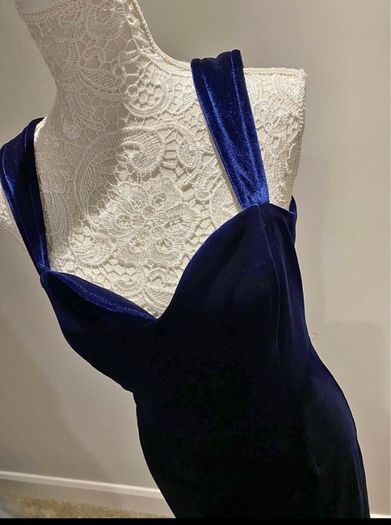 Midnight blue velvet dress