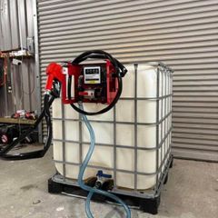 IBC tank (1000L) with fuel pump and meter.