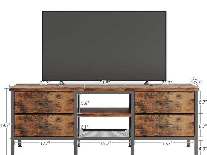 TV Stand with Storage, TV Table 55 Inch with Drawers for 60 65 Inch TV, TV Console Table, TV Bench for Living Room, Bedroom(Brown,55 Inch)