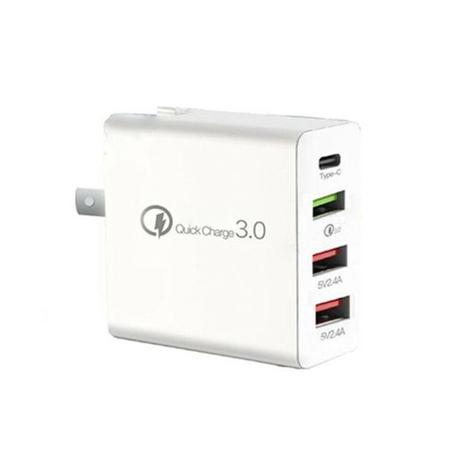 QC 3.0 & PD USB 4 Ports Wall Fast Charger 48W [2 Power Plugs (US/UK)] (Brand New/Warranty)